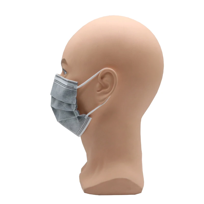 Active Carbon Filter 4 Ply Anti Dust Earloop Grey Custom Facemask Logo Printed Wholesale Protective Disposable Face Mask