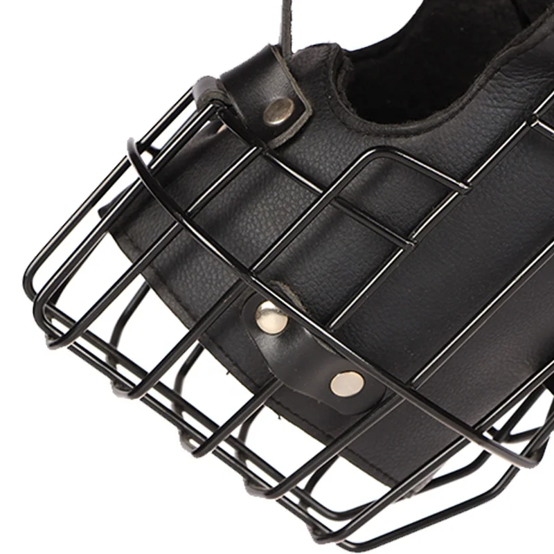 Custom Leather Black Steel Dog Muzzle Cover Deterrent Anti-Bite Tactical Training Dog Muzzle For German Shepherd Rottweiler