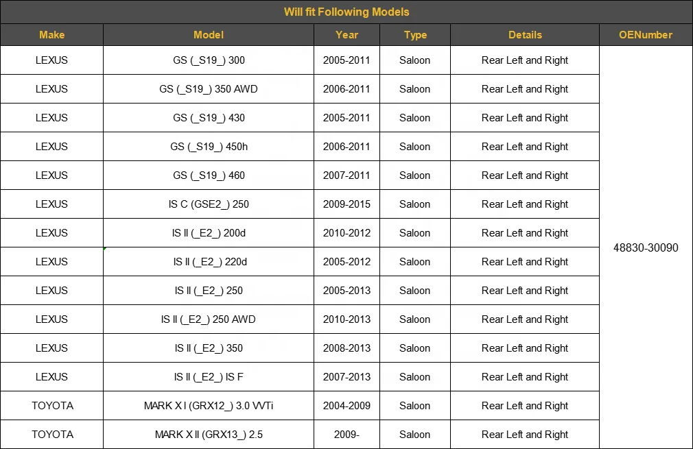 Manufacturer Rear Suspension Stabilizer Link for TOYOTA MARK X for Lexus GS IS 05-11 48830-30090