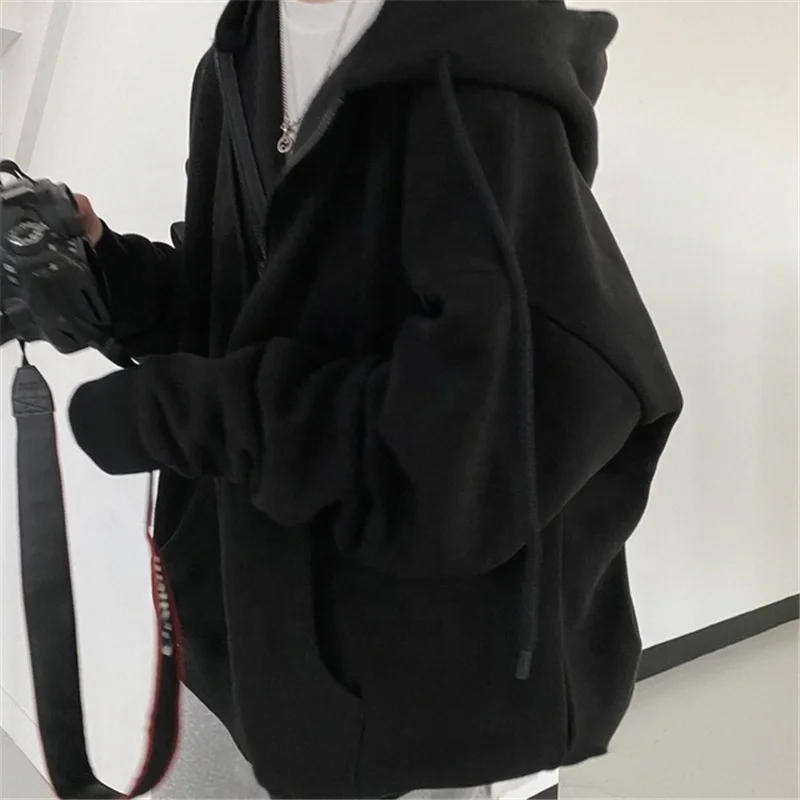 New arrival autumn ladies sweatshirt female solid color loose fashion zip up hoodies jogger top women casual thick coat