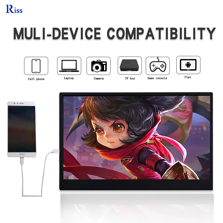 OEM ODM 15.6 Inch Portable Laptop Touch Monitor with Type-c Port for Laptop Pc Mobile Phone