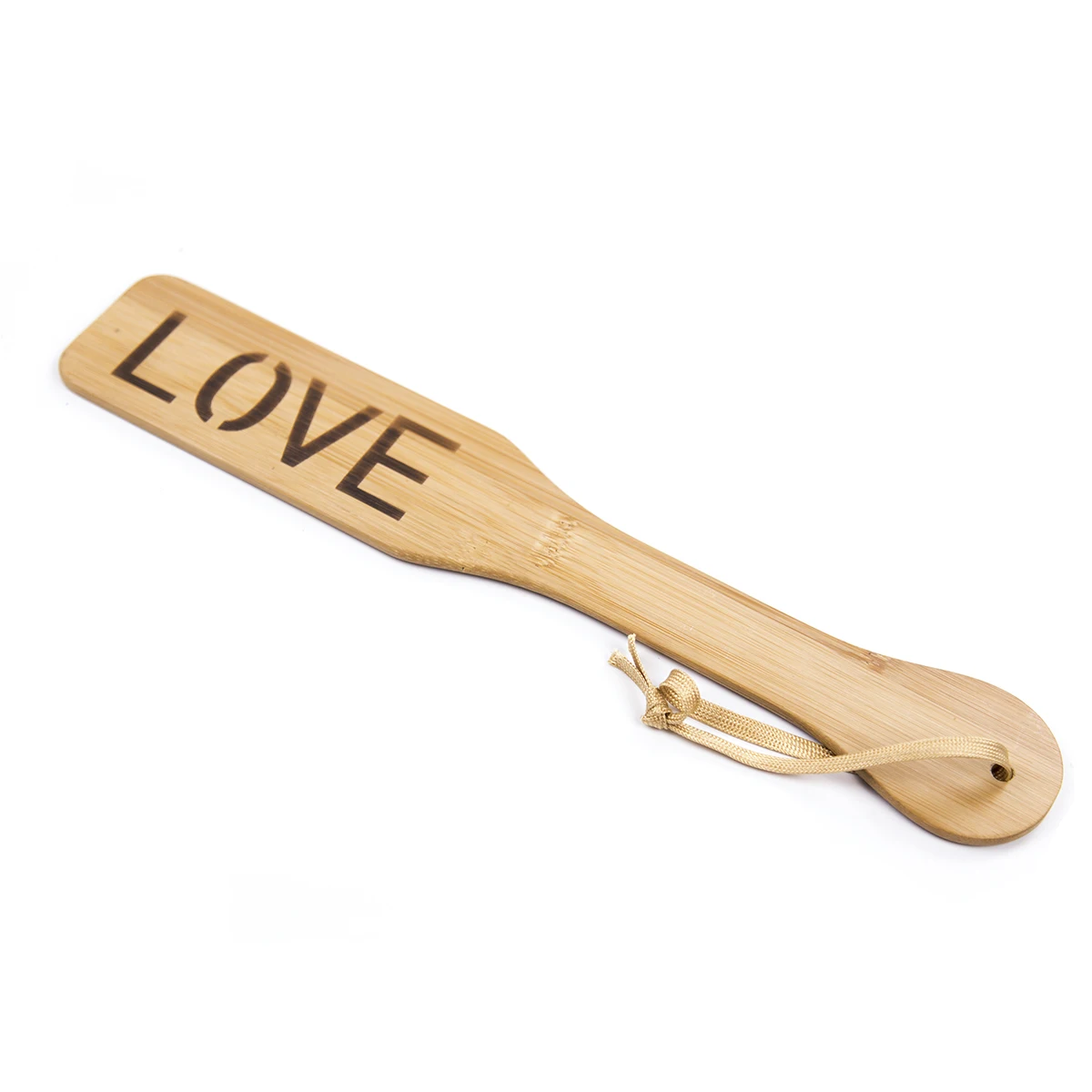 Natural Bamboo Wood BDSM Pain Fetish Mature Sex Toy Spanking Paddle with Love Word/Heart Pattern