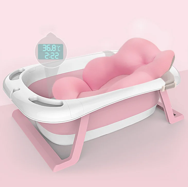Newborn Baby Summer Foldable Bath Tub with Stand Plastic Baby Tubs