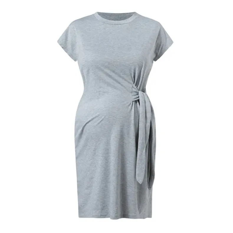 Solid color lace-up maternity dress soft and comfortable Pregnancy Wear Cloth Cotton Wholesale Lady Maternity Dress