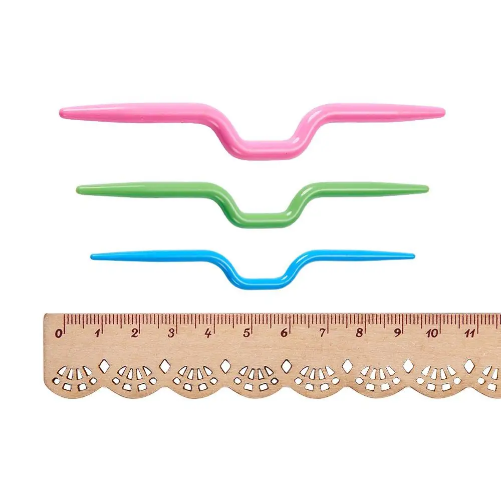 3 Sizes ABS Plastic Knit Cable Stitch Knitting Needles Smooth Stitch Cable Needle