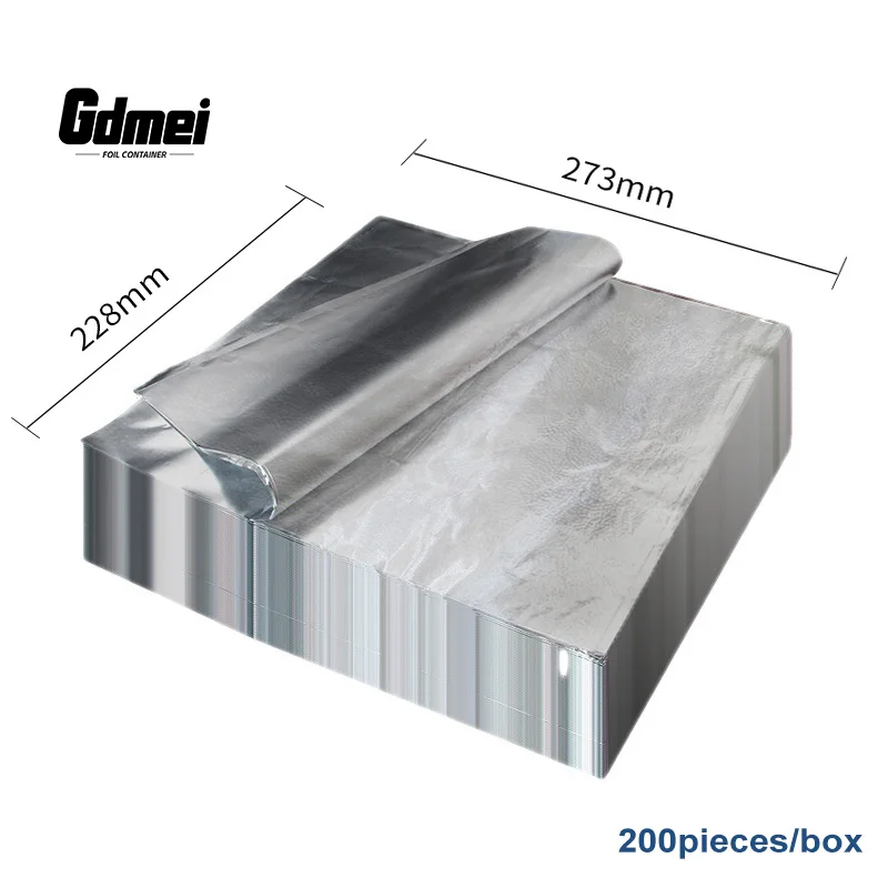 High Quality Wholesale 10.6*9inch Rectangular Shape Colour Printing Aluminum Foil Wrapping Paper Sheet Pop up Household Tin Foil