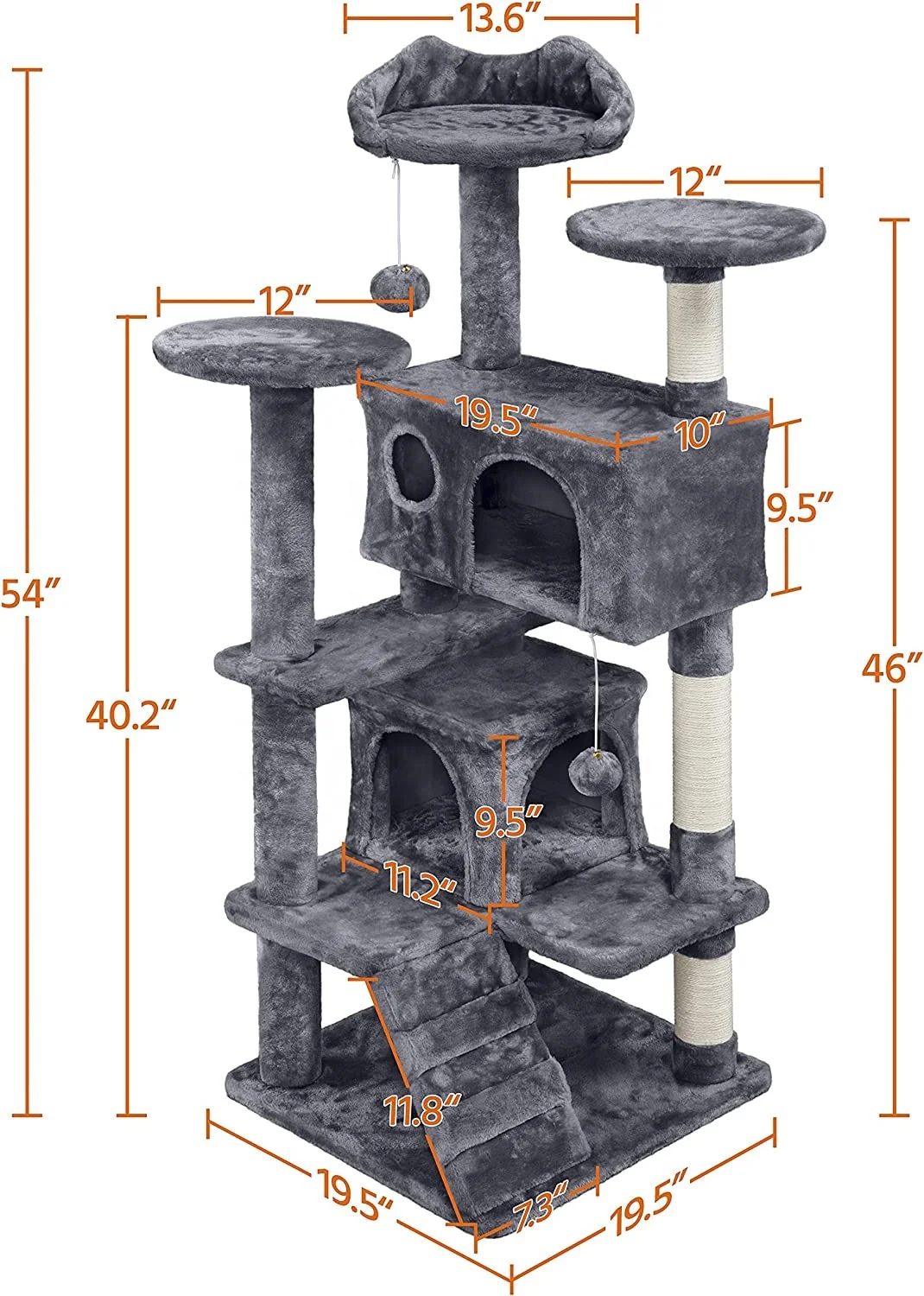 54in Cat Tree Tower Condo Furniture Scratch Post for Kittens Pet House Play