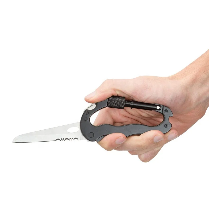Outdoor Multi Tool carabiner knife custom stainless steel carabiner with screwdriver