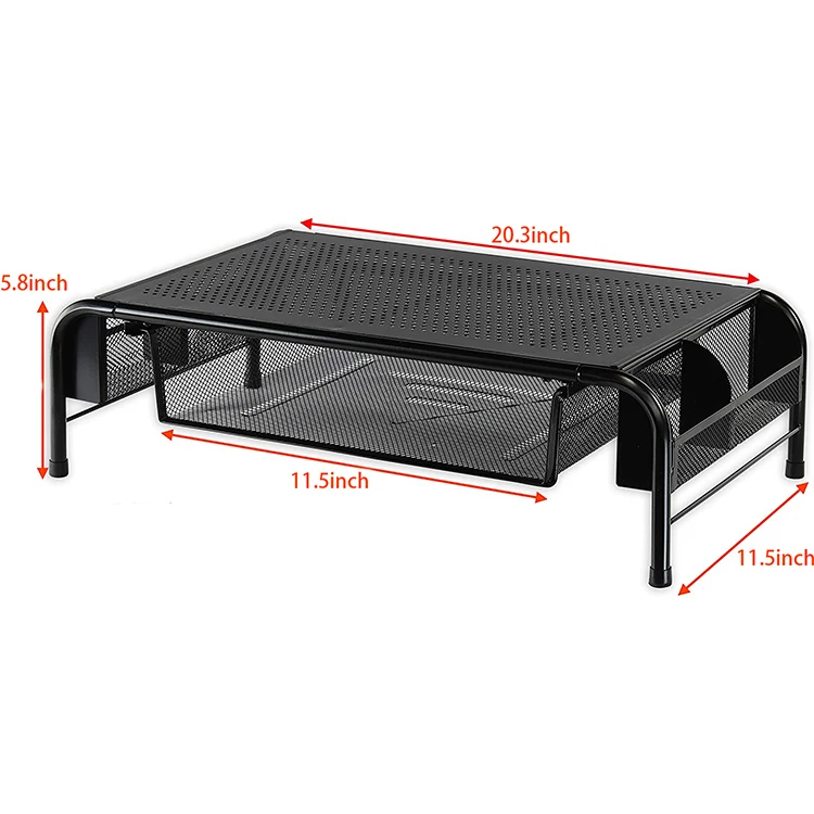 Notebook computer monitor heightening rack office document stationery storage and sorting rack with mesh drawer storage
