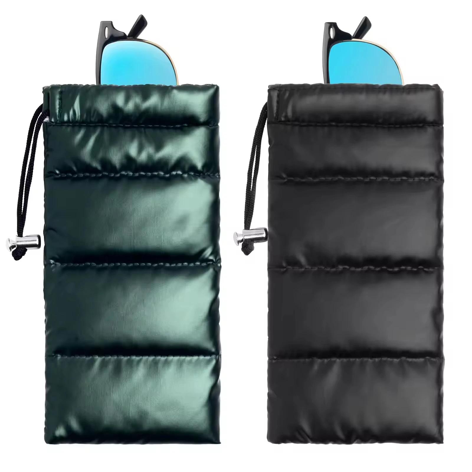 Custom Slim Microfiber Soft Luxury Glasses Storage Packaging Bag For Eye Wear Quilted Synthetic Down Sunglasses Case Pouch