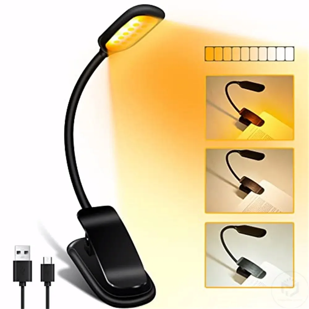 Blue Light Filtered Clip-On Book Light 1000mAh Usb Rechargeable Dimmable Amber Reading Light Mini Read Lamp Book Lamp For Kids