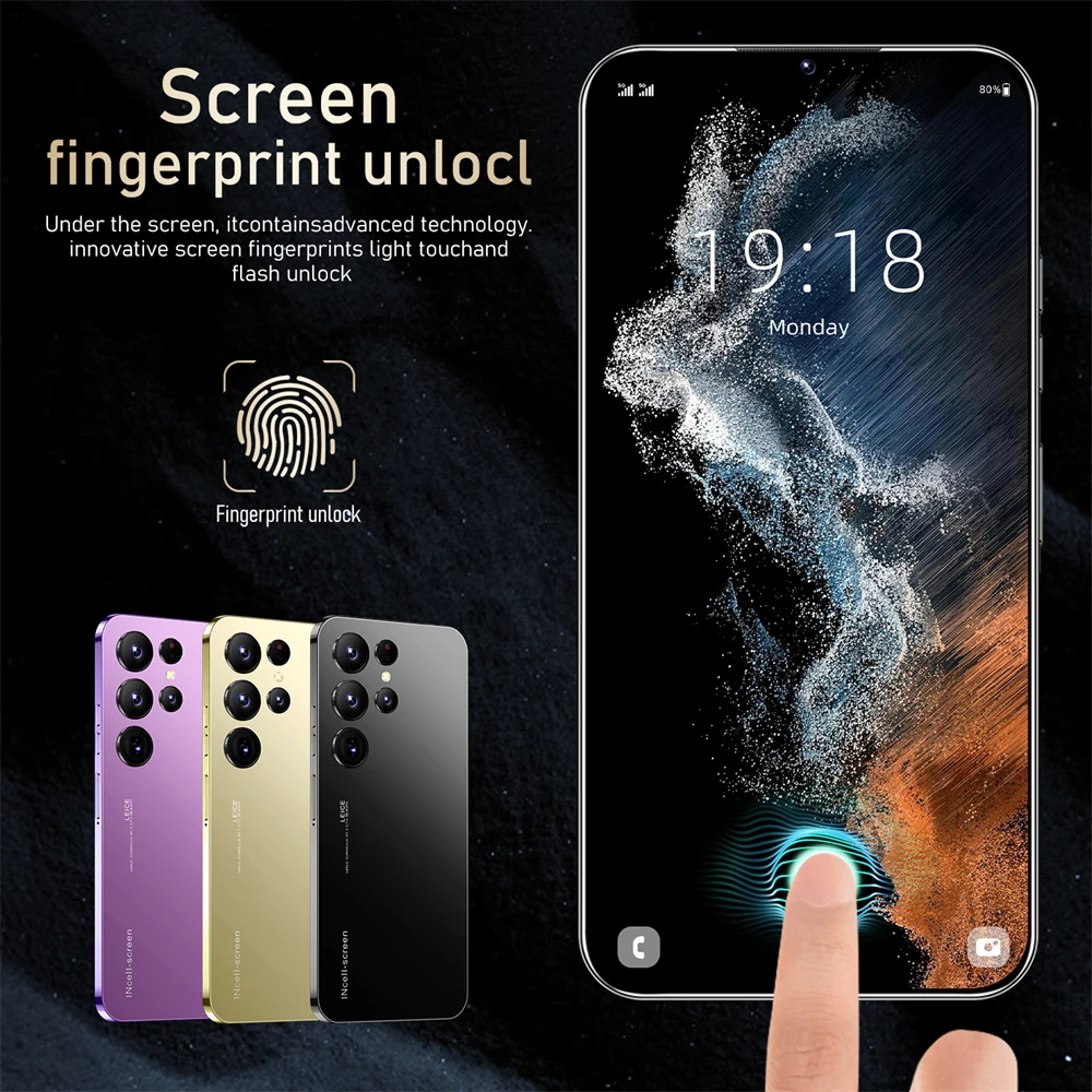 Hot Selling S23+ ULTRA Original 16gb+512gb 48MP+100MP Fingerprint Unlock 7300mAh Android 12.0 Cell Phone Smart Mobile Phone