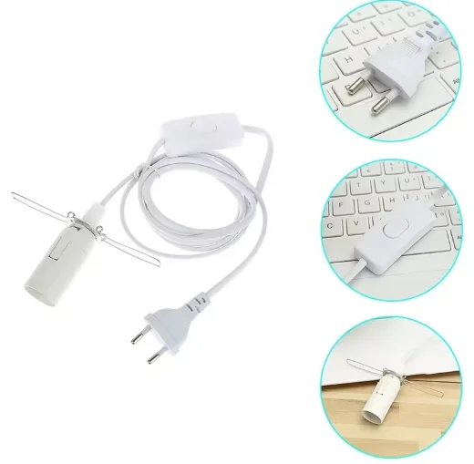 Hot sale E14 lamp holder 303 switch Cord Wire Light Switching Plug Power  EU US Plug Model Himalayan salt lamp holder with plug