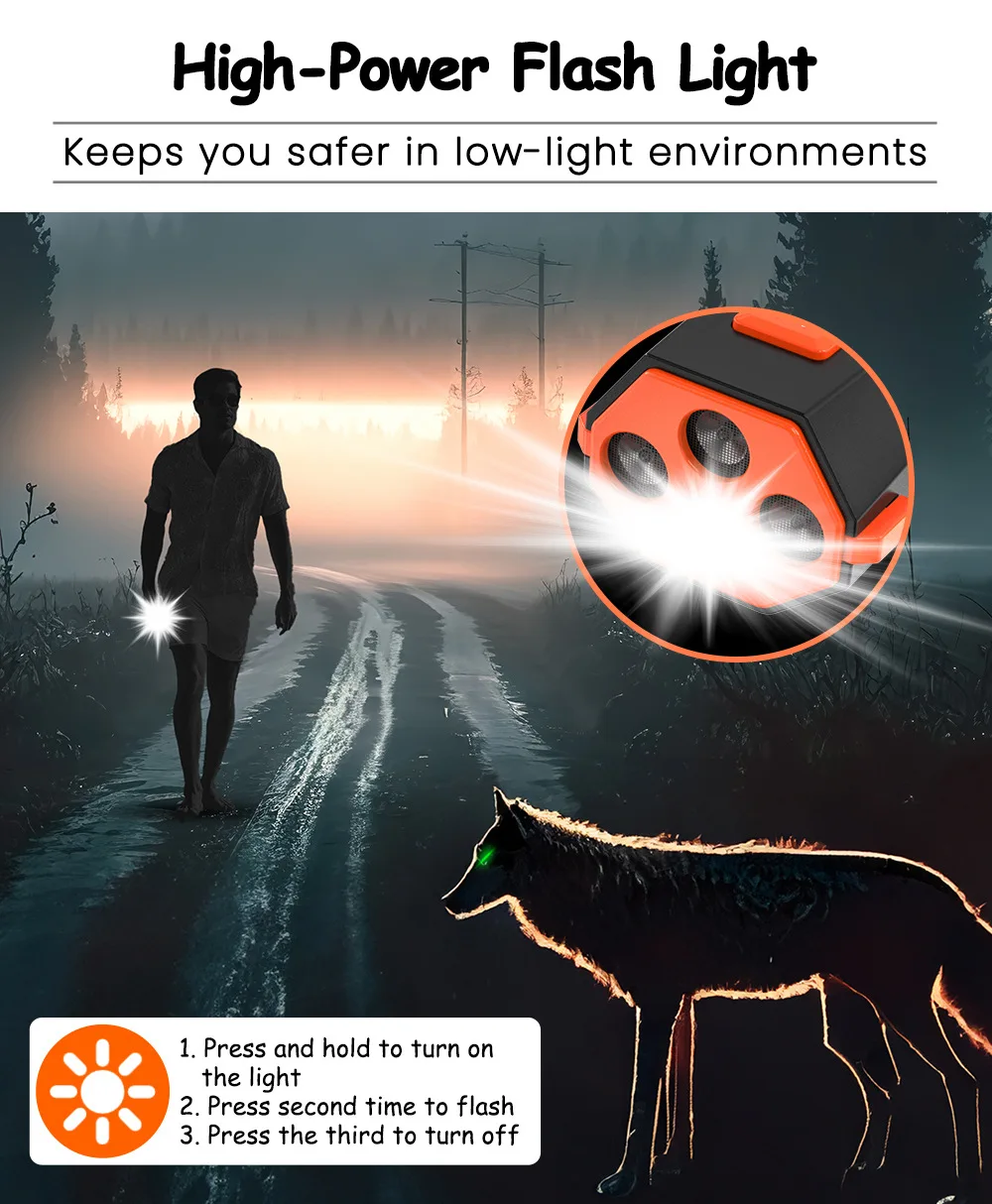 Multi Sensor Dog Anti Barking Device Ultrasonic Handheld Dog Training Tool With LED Flashlight