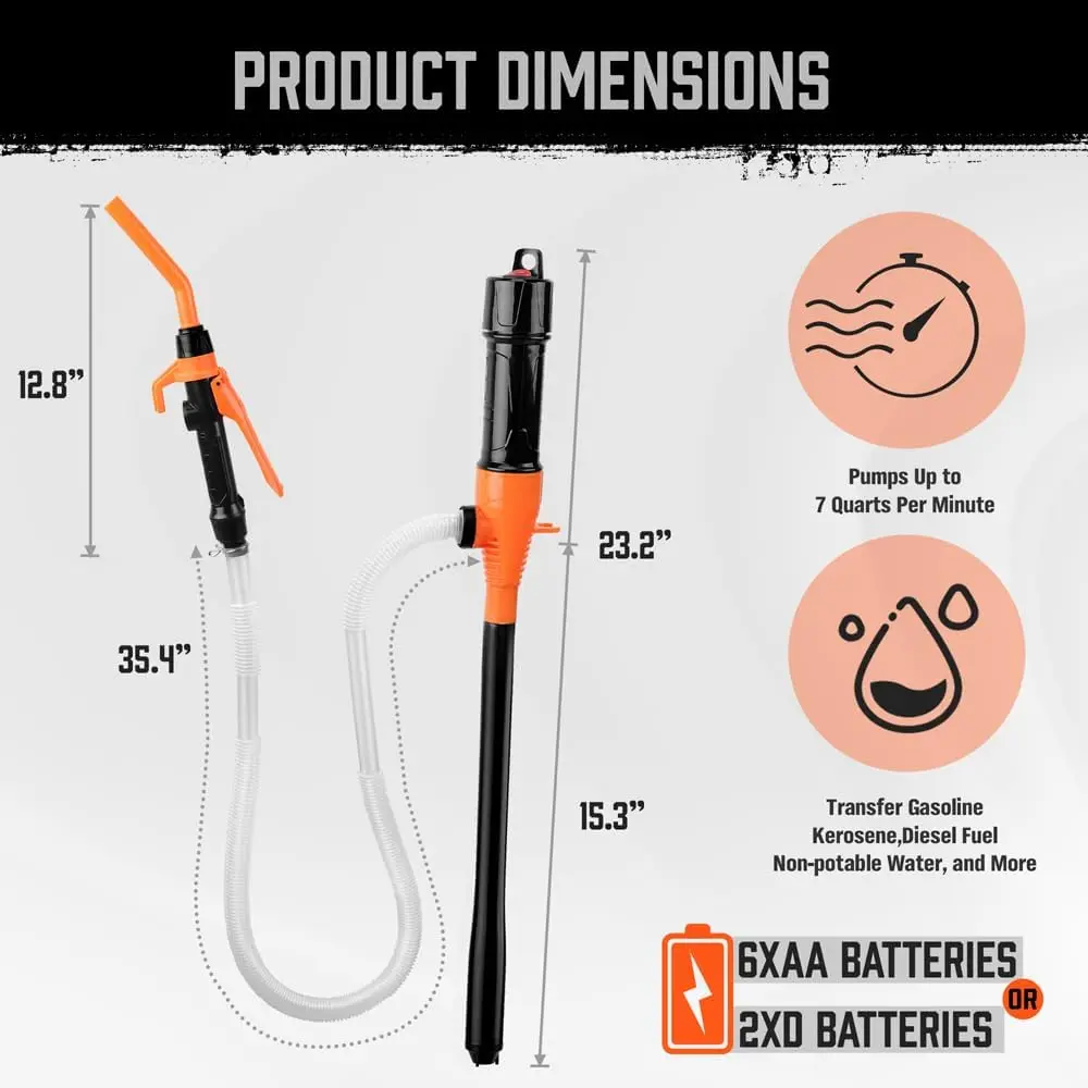 Water Siphon Pump Powered Electric Battery Operated Suction Pump for Water Gasoline Diesel