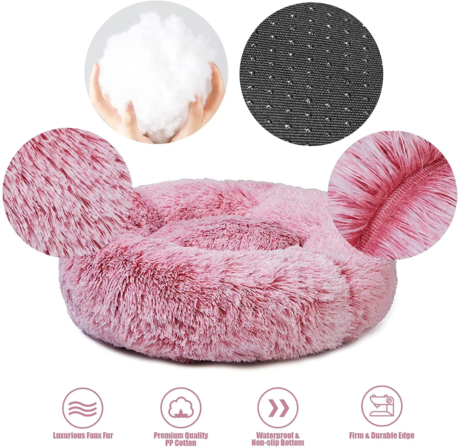 Wholesale Orthopedic Custom Luxury Soft Plush Warm donut Pet Bed Cushion Sofa Cat Dog Pet Bed