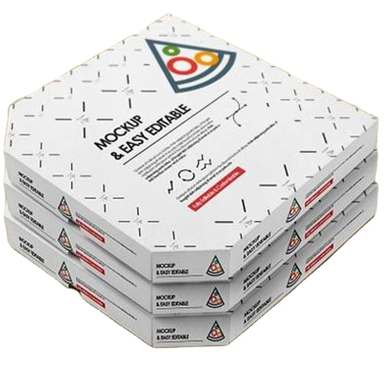 2021 высокое качество белый крафт коробка для пиццы Пользовательский логотип напечатанный пустой сильный гофрированный