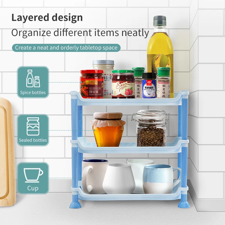 2-layers home room storage bathroom plastic rkitchen utility rack plastic for sale