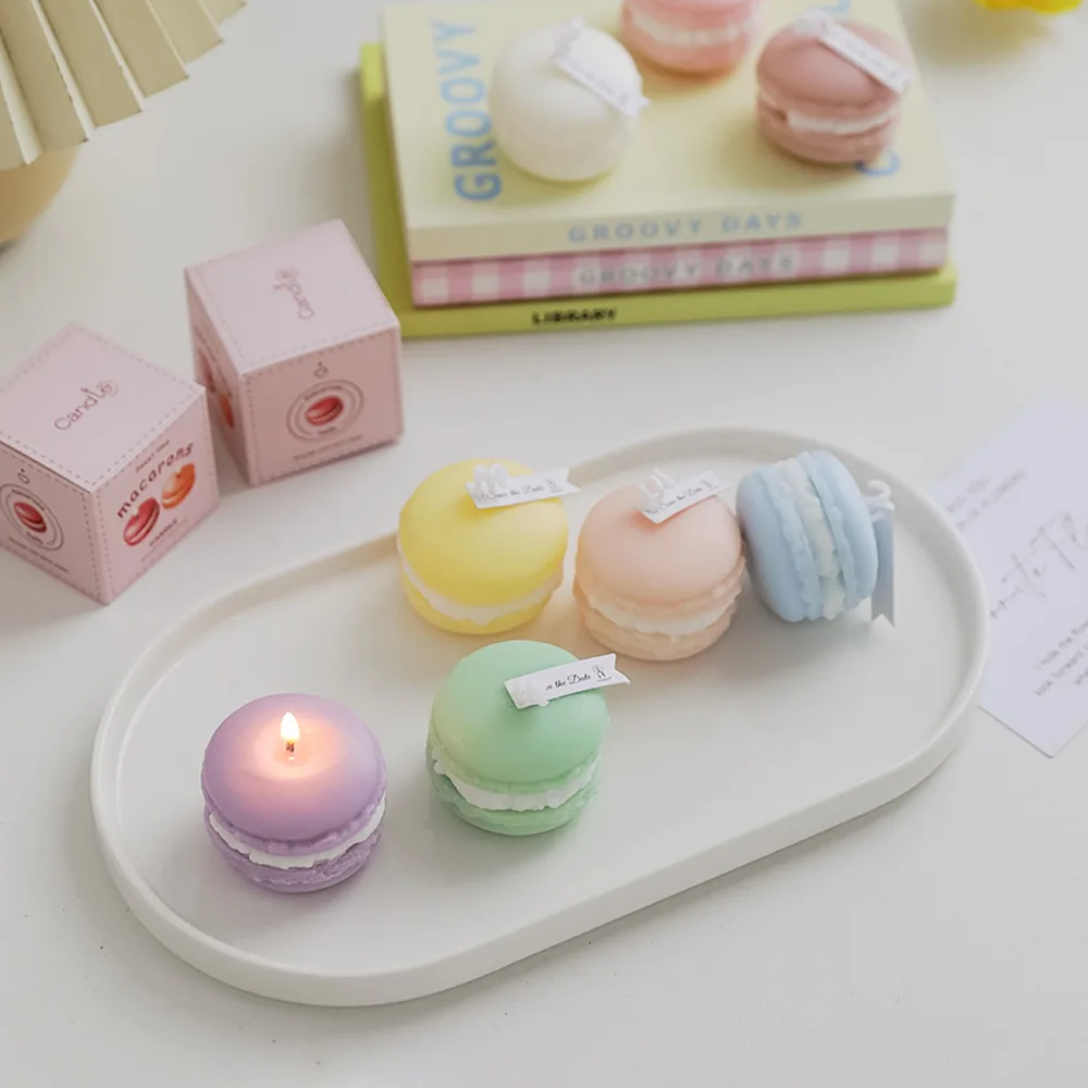 Jinmai Decorative Luxury Candle and Packaging Paraffin Soy Wax Color Macarons Candles