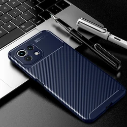 High Quality Shockproof  brushed Carbon Fiber bumper Silicone TPU Phone Case For Xiaomi Mi 11 Lite phone Accessories