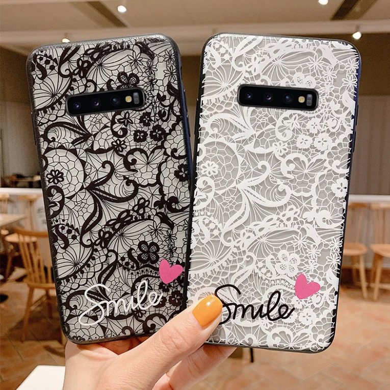 Fashion Sexy Lace Pattern Printed Plastic Back Phone Case For Samsung Note10 9 8/S8 S9 S10 Plus Case