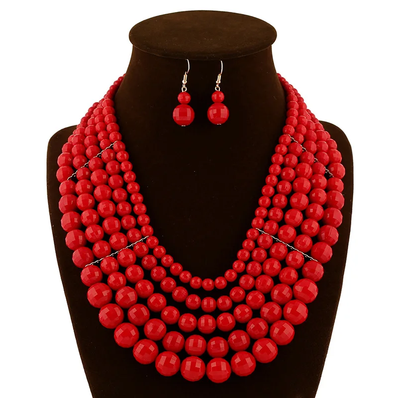 Superstarer Jewelry Set Bead Necklace Earring Two Piece Set Fashion African Bridal Jewelry