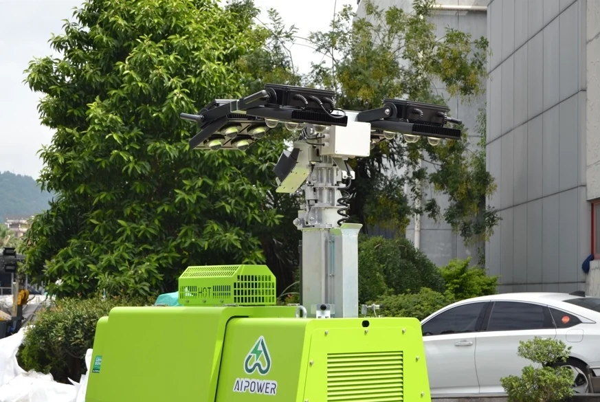 Yangdong/Kubota/Perkins diesel powered light tower mobile lighting tower 10kva 9m 8m 7m portable led diesel light tower