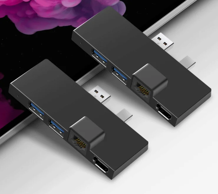 Pogo 1000M ethernet 2 usb 3.0 mini dp adapter hub multifunction dock for Microsoft surface pro 4 5 6