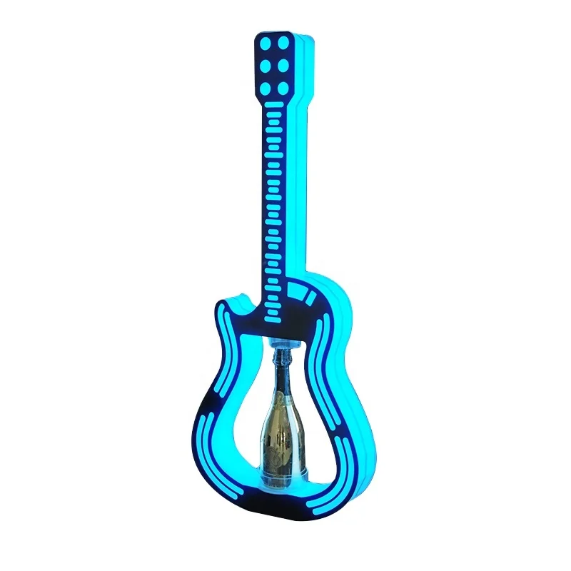 Customized Creative Acrylic LED Guitar Holder Wine Holder Display racks Bottle Presenter Glorifier for bar night club hotel