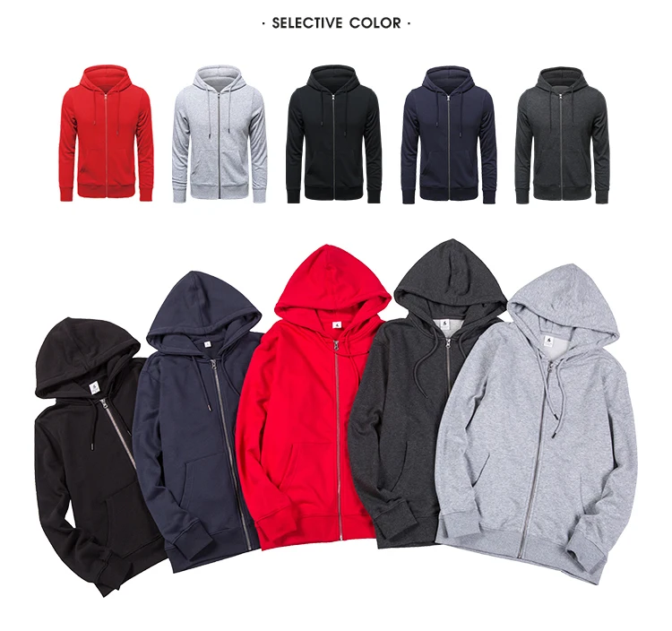 100% Cotton US Size DIY Custom Embroidered Black Zip up Hoodies for Men Winter Hoodie Custom Printing