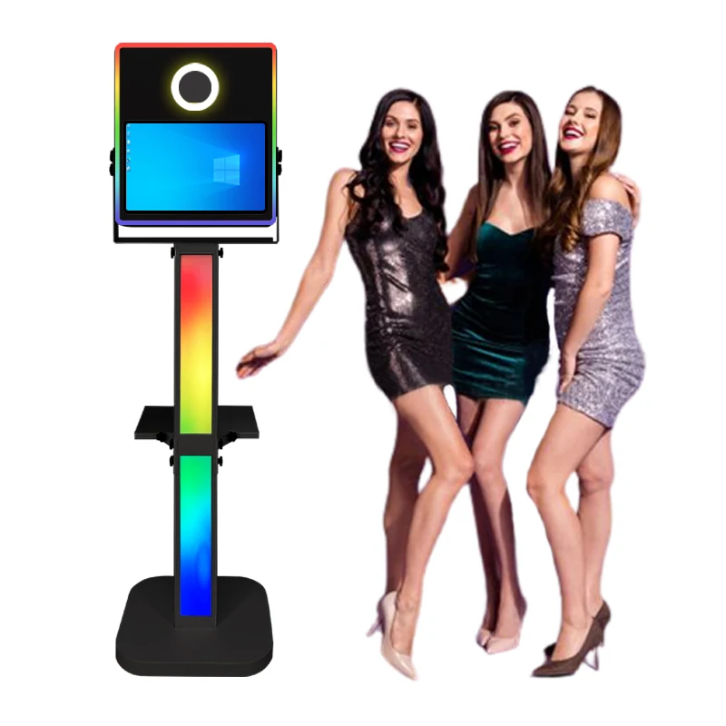 Digital Dslr Photo Booth With Flash Mini Pc Selfie White 15.6 Inches Photobooth Lcd Led Light Frame For Party