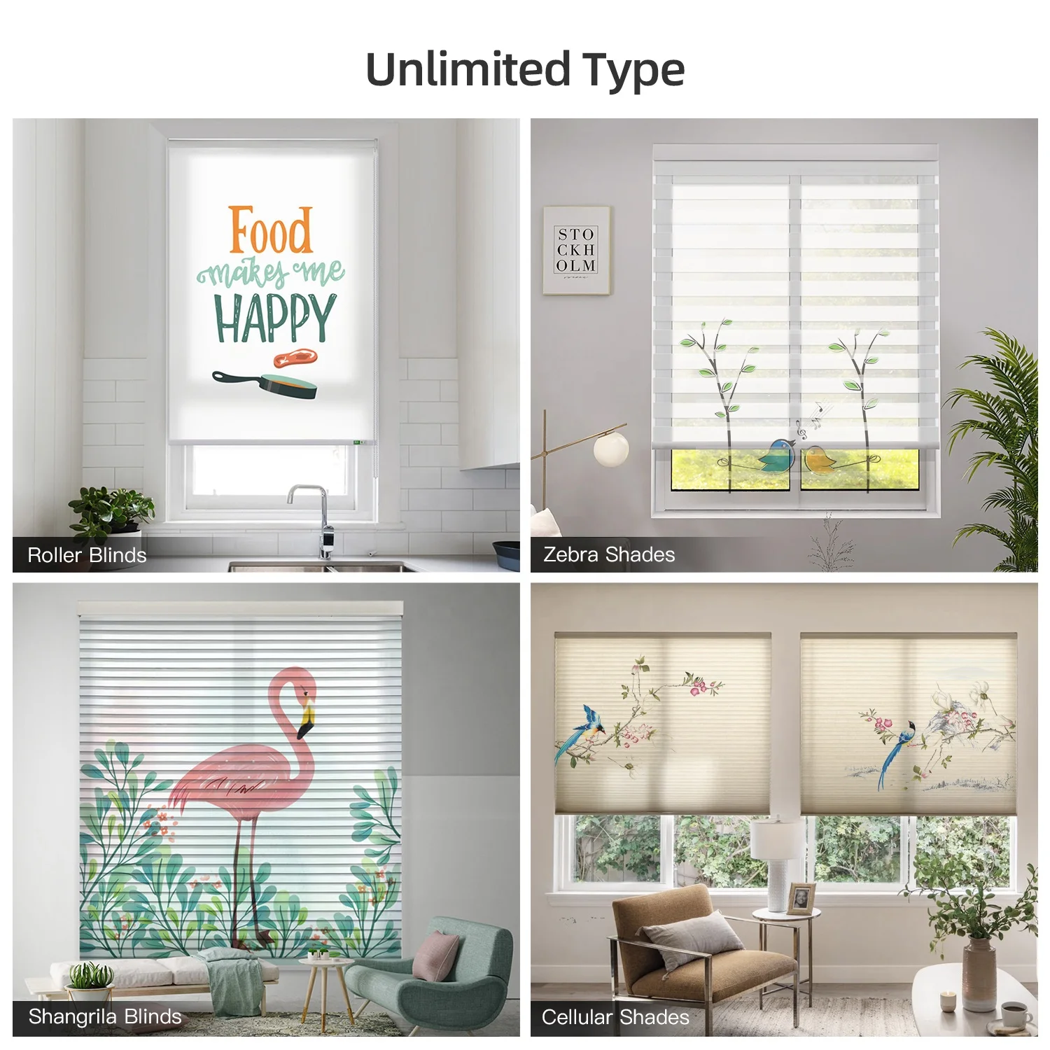 floral print blinds Persianas flower plants HD printed window blinds art painting roller blinds for window shades eco-friendly