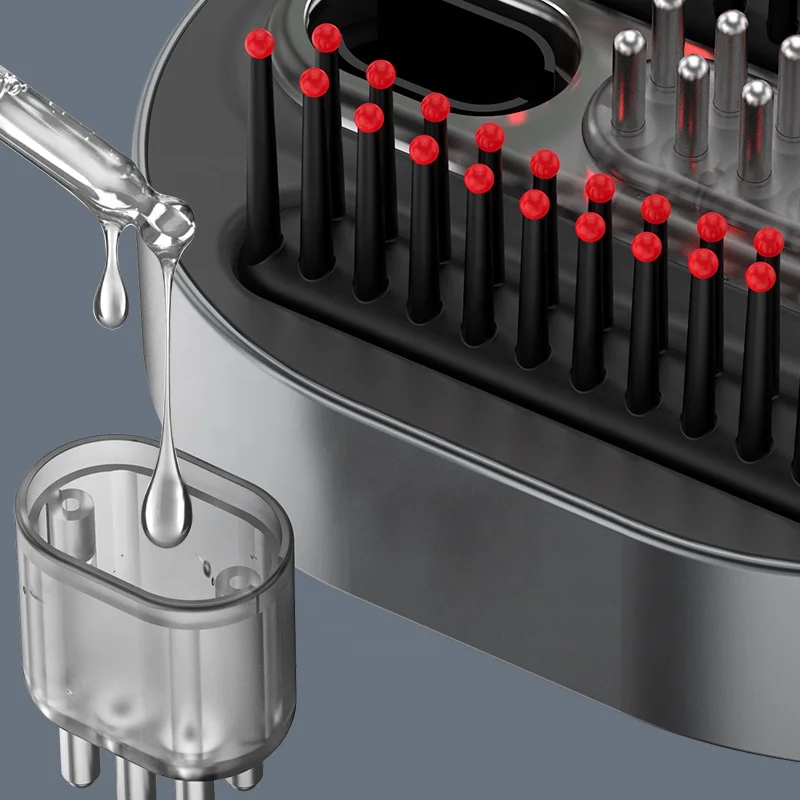 Scalp Massager Brush Electric Head Massage Silicone Comb Red Light Micro Current Head Meridian Massager with Vibration