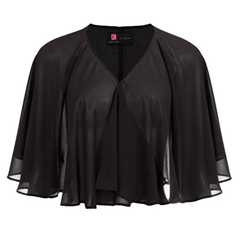 Pastoral style light breathable summer ladies chiffon shirt navy blue small cape cape thin cape white black
