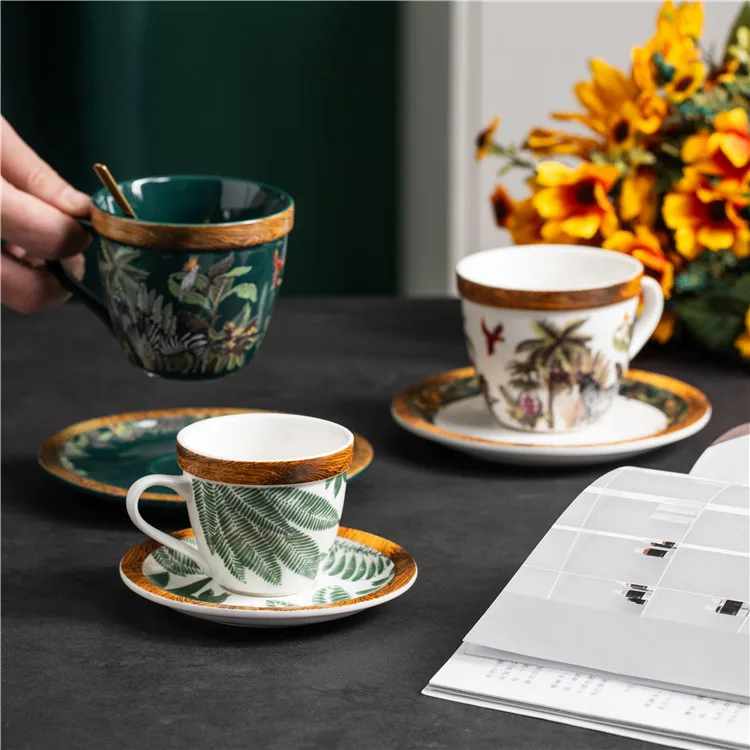 Wholesale custom unique decorative cappuccino latte cups turkish arabic luxury ceramic tea cup set coffee cups with saucer