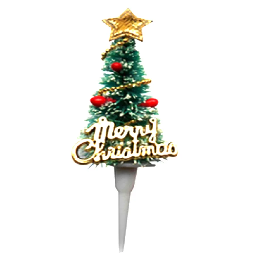 
Ins style plastic merry Christmas Cake Topper desserts Party Decoration festival shine powder Christmas tree cupcake topper 