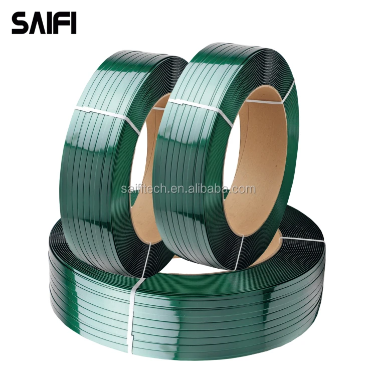 Best sale brick packing green color embossed polyester strap high strength PET strap strapping