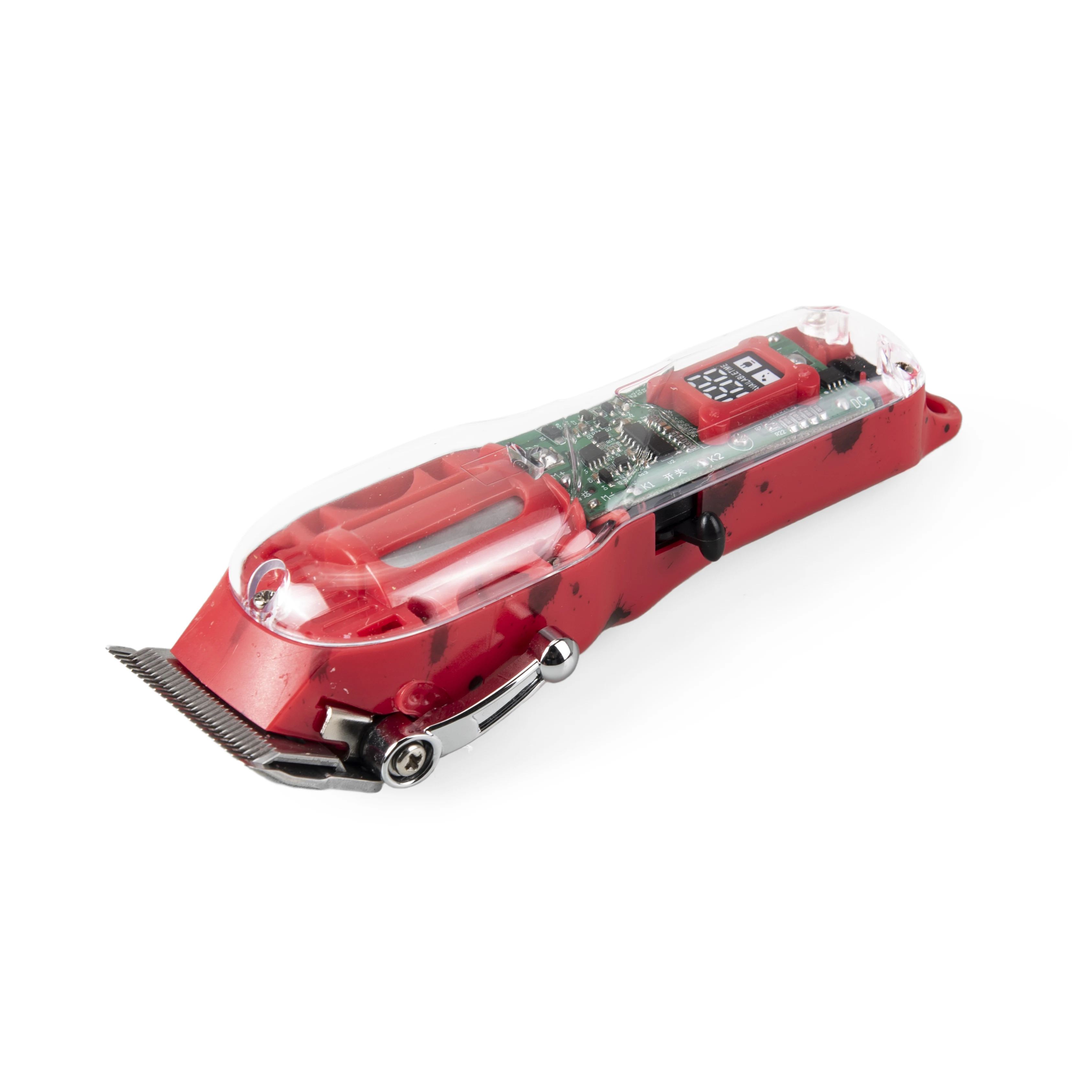 Neon Color water- transfer mixed color LED tapering hair clipper with transparent cover for professional barber use