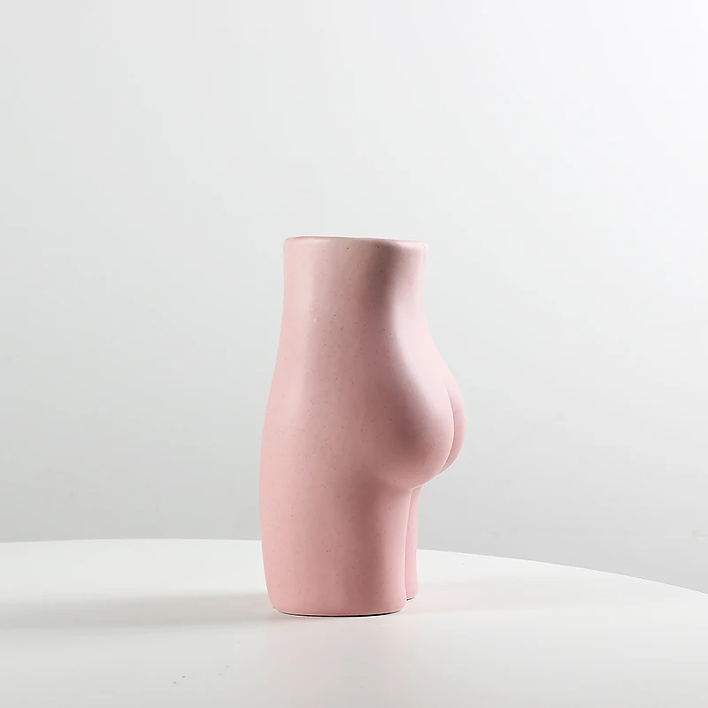 Ceramic Butt Flower Vase for Home Desktop Decoration Europe Style Creative Body Shape Art Vase