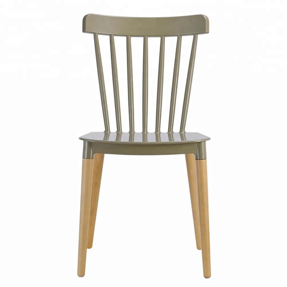 Legs Cafe Restaurant Windsor Gray Plastic Dining Room Chairs for Sale Style Wooden Modern Home Furniture Dining Tables 4PCS/CTN