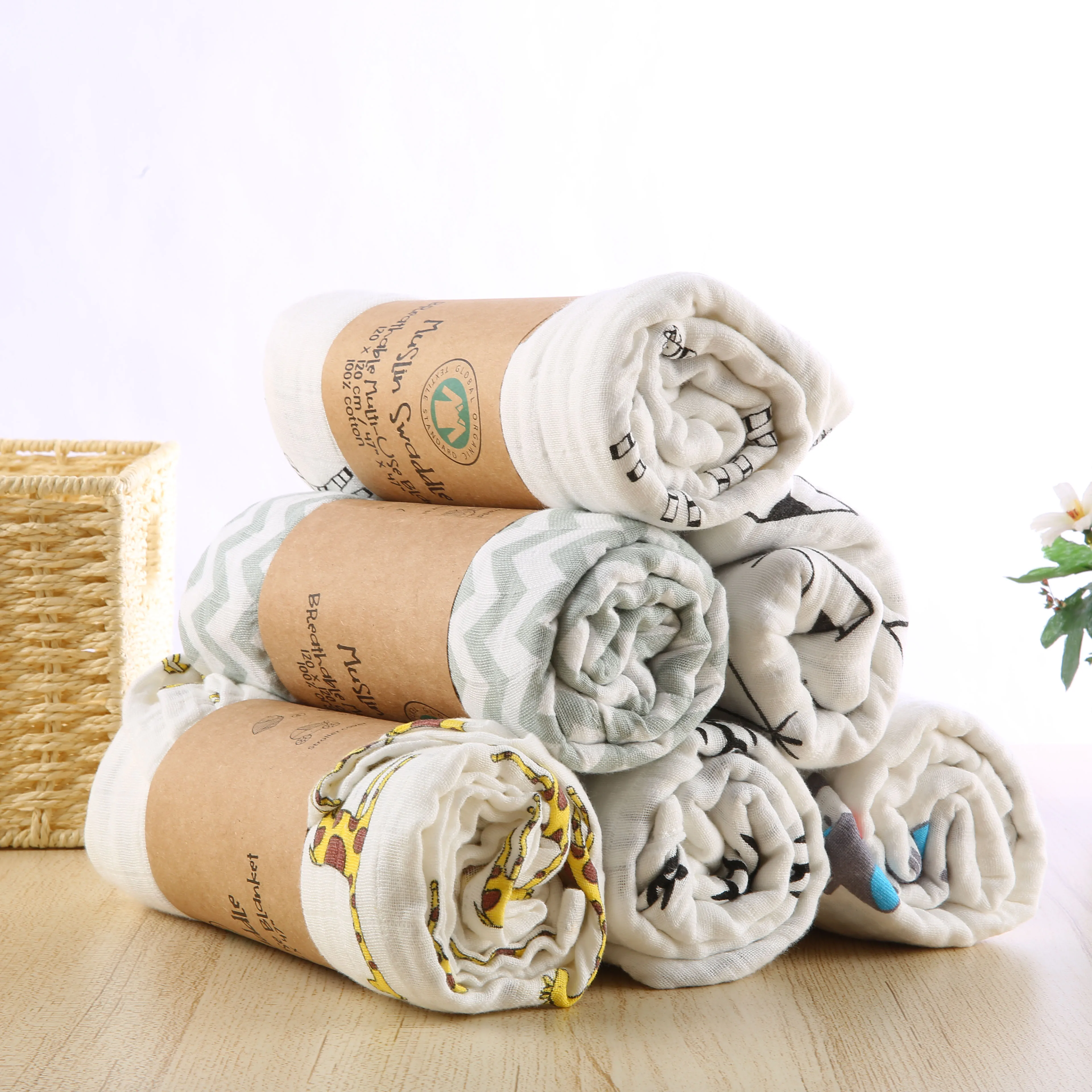 Zogift 2019 custom printing pattern Cotton muslin swaddle blanket baby muslin blankets,baby muslin,baby blanket