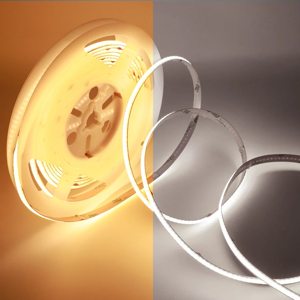 608Leds 12V 24V Cob 8Mm Dual Color Flexible Led Strip Light Ra90 Linear Light Without Light Dot Led Strip Rgb Cct Dimmable
