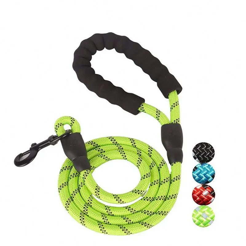 Large running tracking reflective soft handle nylon rope pet dog leash leather Custom color logo Amazon hot lead
