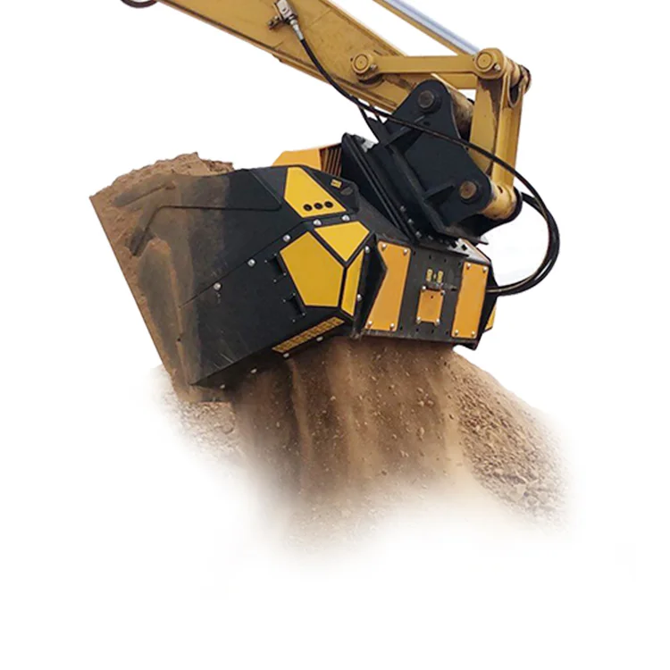 mobile pre-crushing SOIL SCREENING BUCKET can screen mix aerate and load topsoil peat and compost