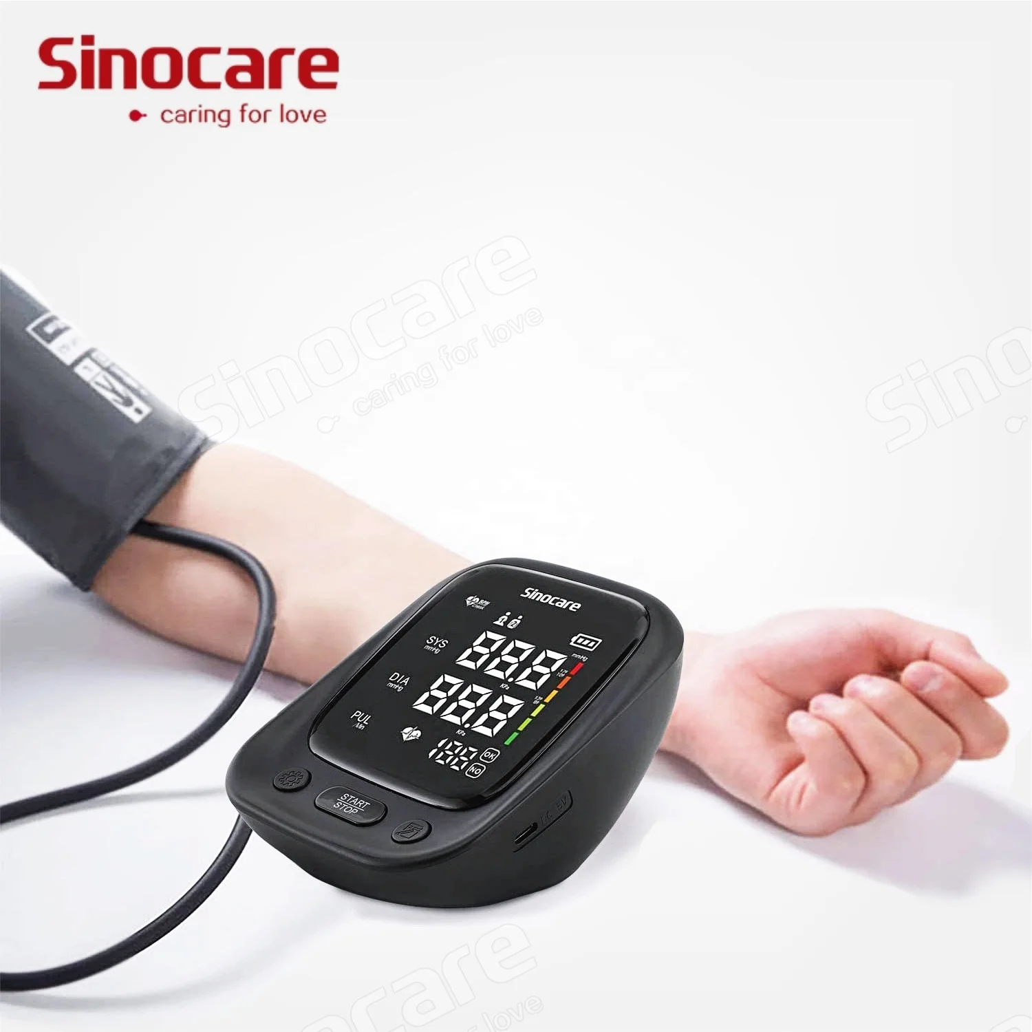 CE Approved Sinocare Automatic Blood Pressure Checking Machine Bpm With Voice Broadcast Function Digital Sphygmomanometer