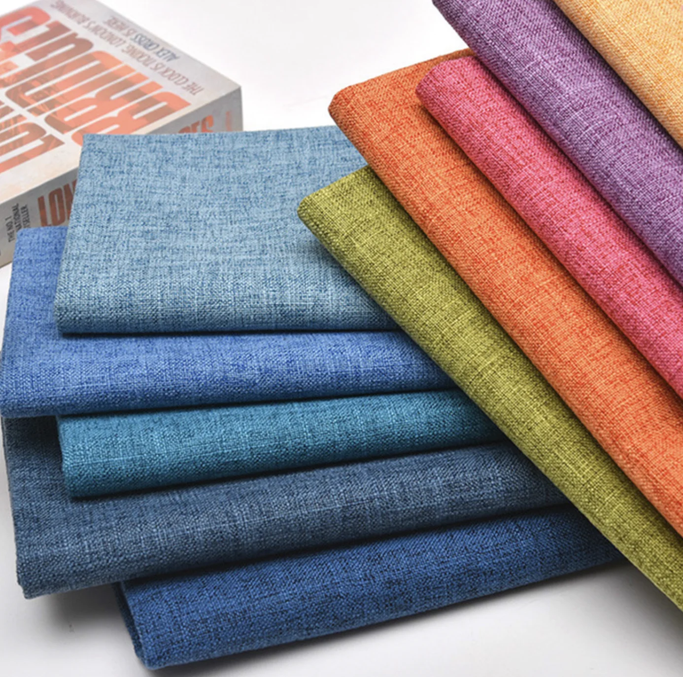 Hot Sale Spring Summer Tablecloth Pillow Polyester Coarse Linen Cloth Sofa Cushion Solid Color Thickened Canvas Linen