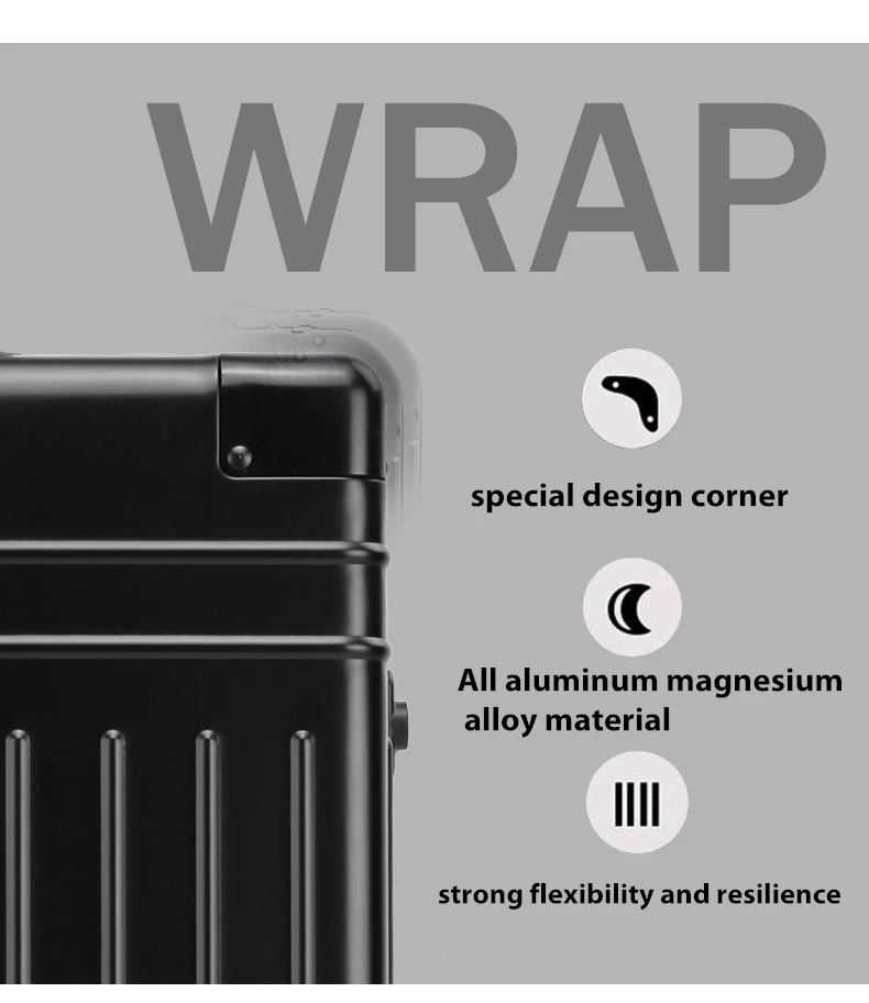 2024 New Luxury Travel Luggage All Aluminum Hard Shell Carry On Luggage Spinner Wheels Suitcase with 4 Anti-crash Corners