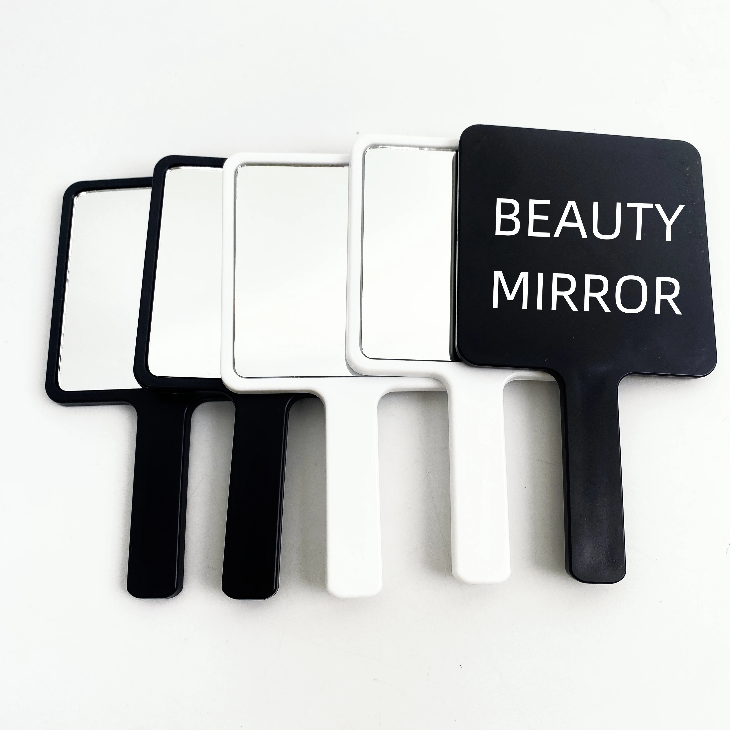 Plastic Makeup Mirror Square Hand Held Single Side Mirrors Double Side Customized Logo Cosmetic Mirror