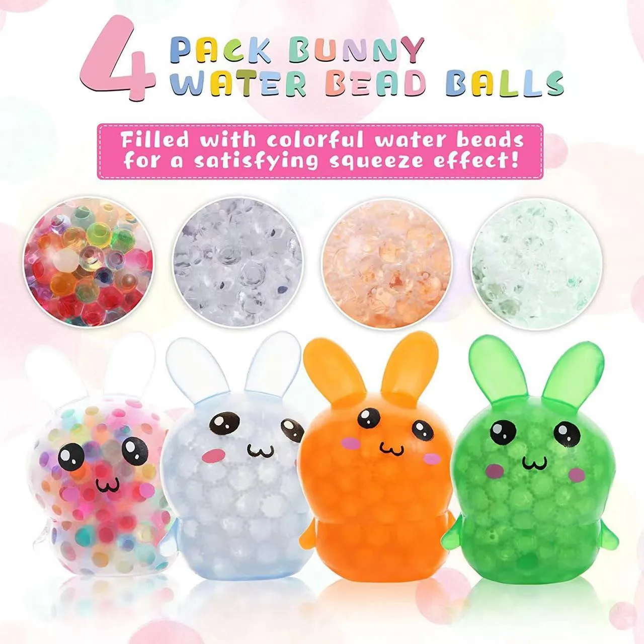 New Easter Bunny pressure ball squeeze pinch release ball decompression color beads decompression