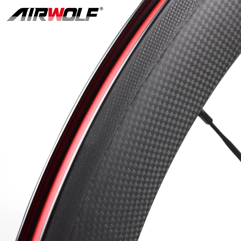 Airwolf Лидер продаж карбоновые велосипедные колеса 3K дорожные 38/50/60/88 с ободком высотой Колеса